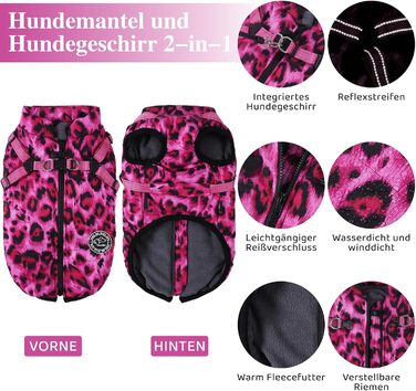 Водонепроникний теплий зимовий одяг для собак - теплий накид для собак, рожевий