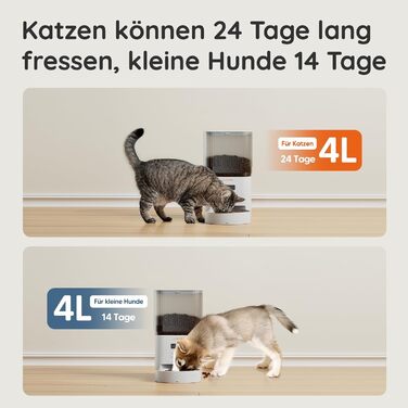 Автоматичний кормушка для котів WOPET 4L: програмування, 180 днів роботи, сталева миска, білий колір