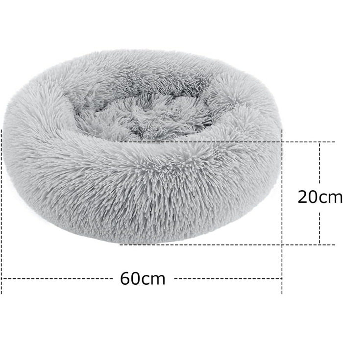 М'яке ліжко для кота та собаки: кругле, плюшеве, миється. Ліжко-подушка для домашніх тварин (70см, 60см, білий, світло-сірий)