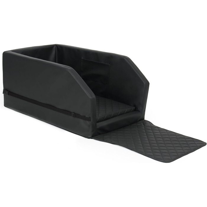 Автоматичне ліжко для собак у машину Velinda з ременем безпеки, 55x70 см, чорно-біле