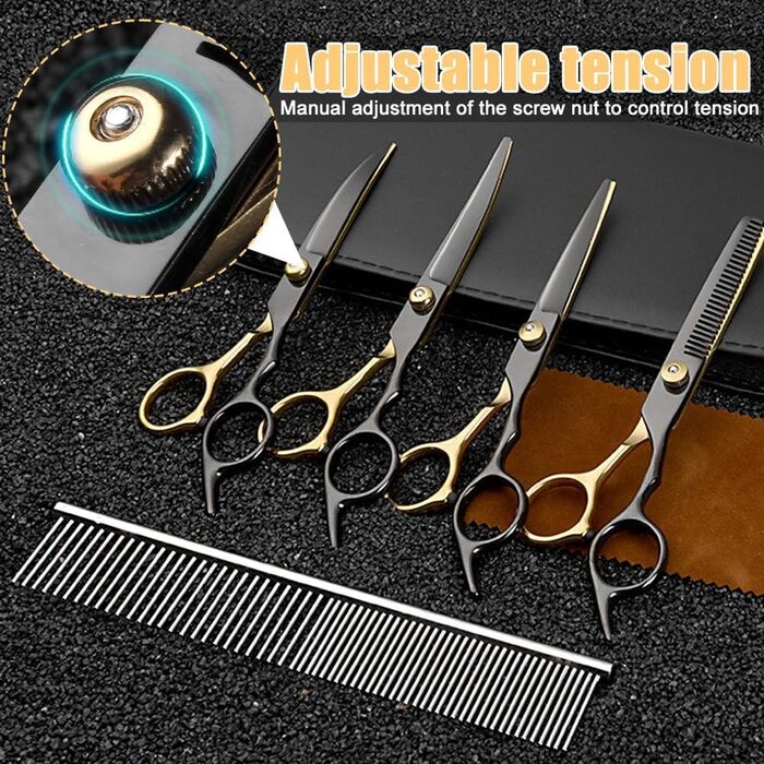 Набір ножиць для грумінгу собак, 7-в-1: ножиці з нержавіючої сталі з безпечними закругленими кінцями, ножиці для стрижки шерсті собак, ножиці для грумінгу котів та собак