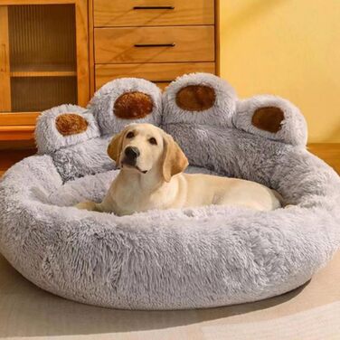 М'яке ліжко-подушка для собак та котів, 70 см, сіро-срібний колір. Заспокійлива подушка для тварин з антиковзким покриттям.