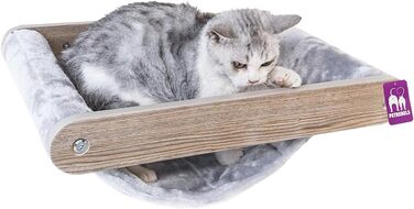 Petrebels Лазіння стіна для котів, підвісна лежанка Lazy 50 см, настінний дряпак преміум, котяче ліжко, монтаж на стіну, дерево, колір дуб-антрацит