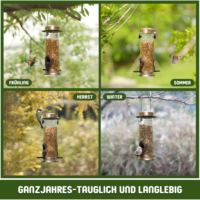 Годівниця для птахів Urban Deco з 2 годівницями, зелена, метал, 2 шт.