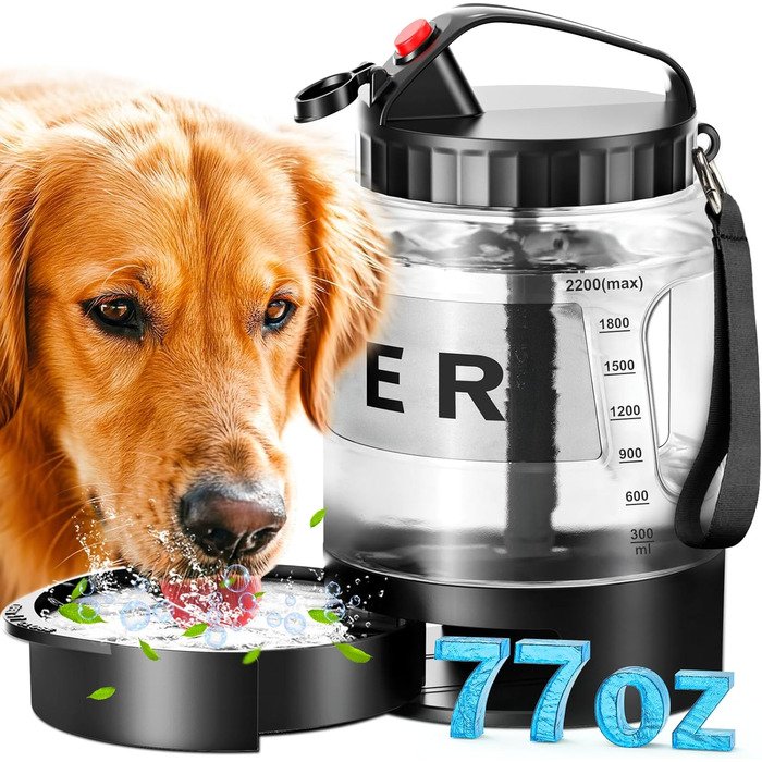 Водяна пляшка для собак великих порід, портативна, з мискою, для подорожей, прогулянок, кемпінгу, виготовлена з BPA-free матеріалу, не протікає