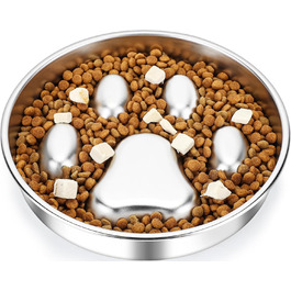 PETTOM Миска для собак протиковтання, нержавіюча сталь, Ø21 см, велика, повільне годування 21*21*4 см