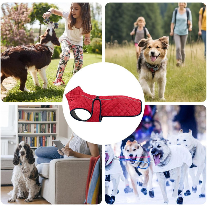 Зимовий теплий жилет для собак | Вітростійкий бавовняний жилет - теплий та м'який жилет для собак, для пікніків, прогулянок, катання на лижах, кемпінгу та міських прогулянок (червоний)