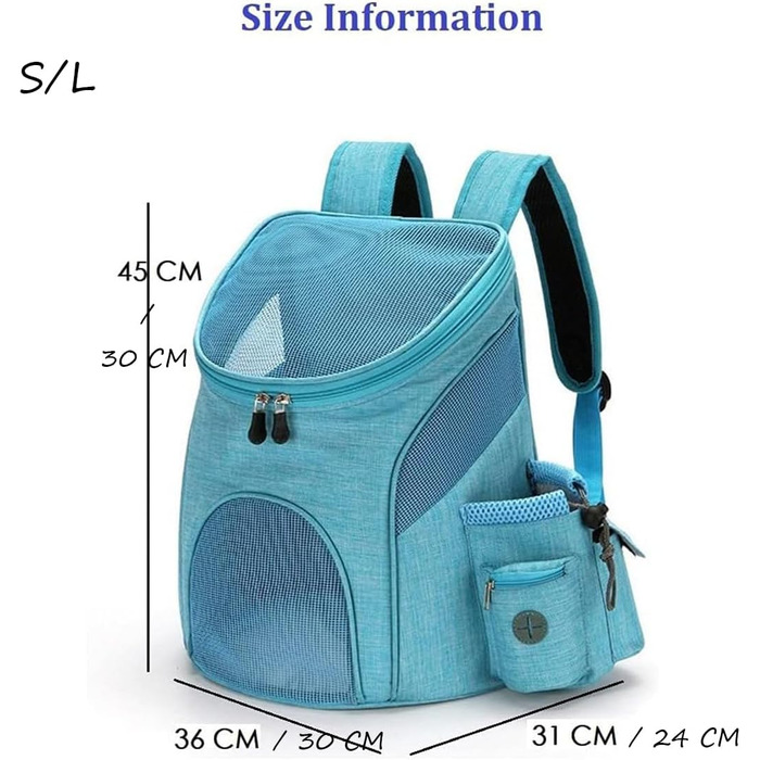 Чемодан для собак FUNAT, переноска для тварин, рюкзак для собак до 3 кг, для подорожей/походів/кемпінгу, блакитний