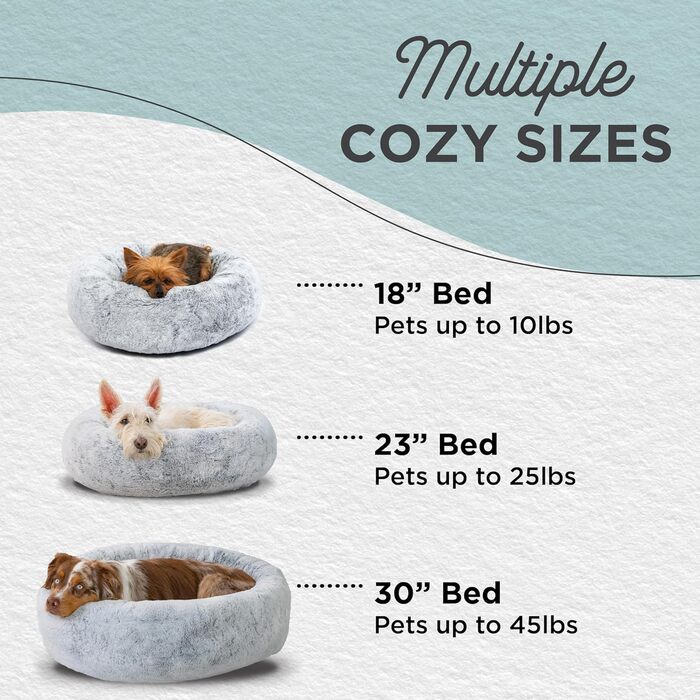 Кругла лежанка для собак та котів Sheri SnuggleSoft з штучного хутра кролика, Memory Foam, 58,4 x 58,4 см (діаметр), 76 x 76 x 20 см (розміри з бортиками), сірого кольору