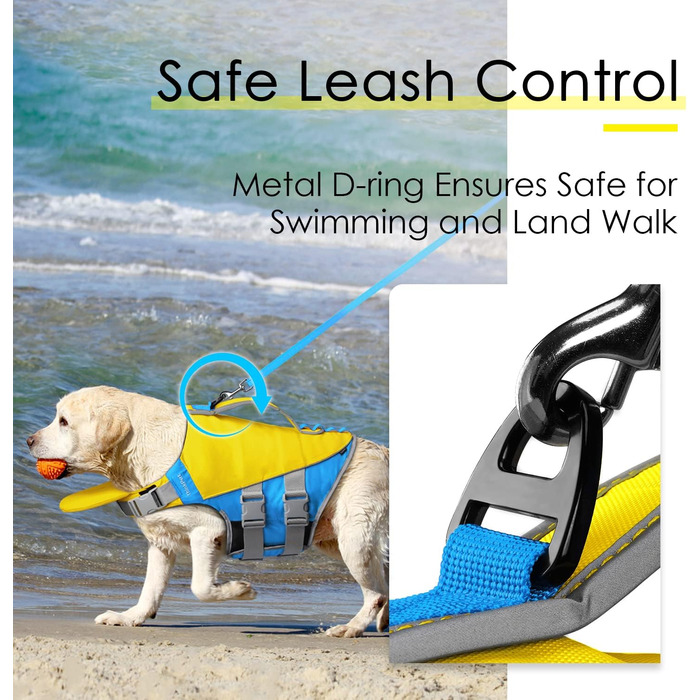 ThinkPet Жилет рятувальний для собак, світловідбиваючий, з регулюванням, для плавання (Жовто-блакитний, L)