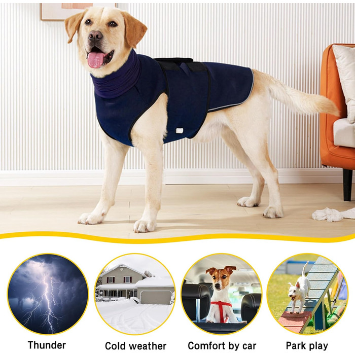 Заспокійлива куртка для собак Yanucy 2-в-1 з капюшоном для зменшення тривоги та захисту від шуму (зелений, синій)