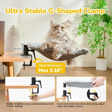 Підвісне ліжко для котів CATISM 360° - зручне котяче ліжко-гамак, сіре, 36x38 см, до 20 кг