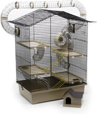Клітка ZooPaul XXL для гризунів і хом'яків, бежева, з тунельною системою та аксесуарами