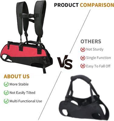 PETCUTE Рюкзак-переноска для собак, жилет-рюкзак для великих собак, повний жилет з ручкою, регульований рюкзак для собак з артритом, старих собак, з проблемами суглобів, чорний+червоний, 7.5-15 кг