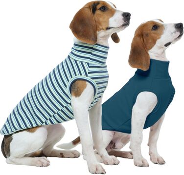 Пуловер для собак Kuoser, 2 шт., XS, флісова жилетка, теплий одяг для маленьких собак, темно-синій та смугастий, XS