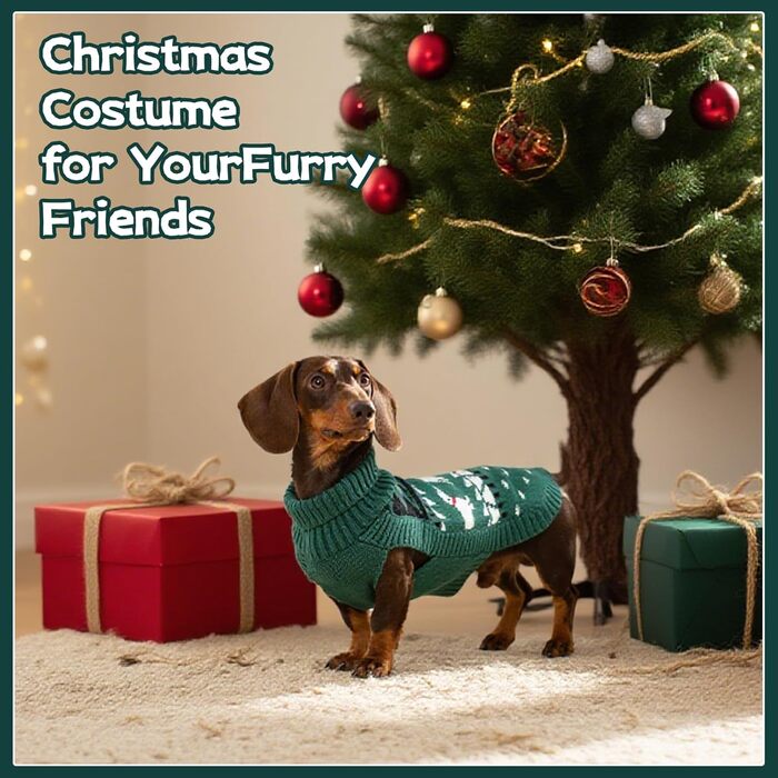 Теплий зимовий пуловер для собак з принтом такси, зручний комір, підходить для будь-якої породи, м'який, для святкування Нового року та днів народжень (XS, Зелений)