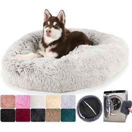 М'яке ліжко для собак та котів - миється та знімається, лежанка для домашніх тварин з блискавкою, неслизьке дно, для великих, середніх та маленьких собак (L:80 см, Сірий)