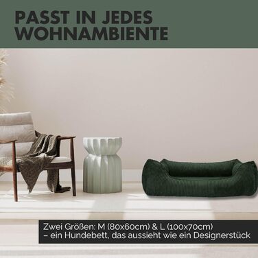 Ортопедичне ліжко для собак Антон | Ліжко-кошик для середніх та великих собак (85x65 см, оливковий)