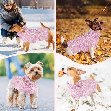 Пуловер для собак SlowTon, рожевий, для маленьких та середніх порід, з отвором для повідка, теплий в'язаний пуловер для джек-рассел-тер'єрів, розмір M