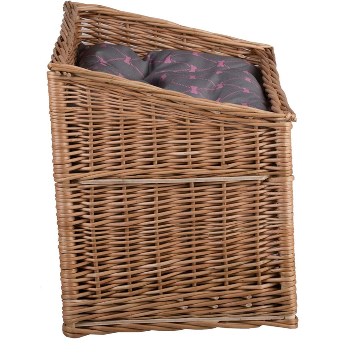 Двоярусна котяча хатинка з ротангу сірого кольору з подушкою та вікном | e-wicker24