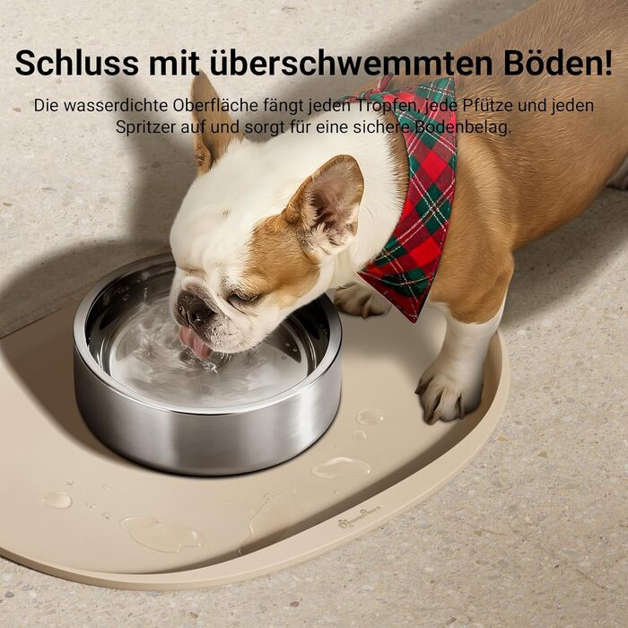 Підкладка під миску для котів DownyPaws, силіконова, 45 x 32 см, бежева - протиковзна, легко миється, BPA-free