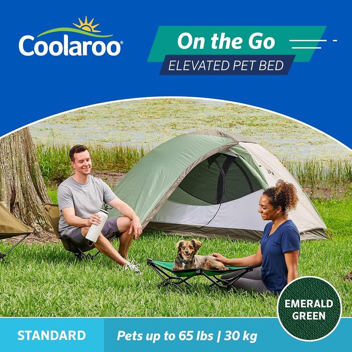 Підвищене лежак для домашніх тварин Coolaroo On The Go, стандарт, цегляний колір (смарагдовий), 61 x 61 x 20 см