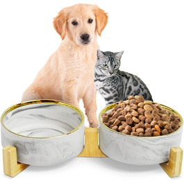 Підвищена годівниця для собак та котів з кераміки, 2x850 мл | Годівниця для маленьких собак, котів | Аксесуар для тварин