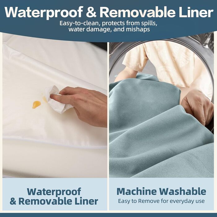 Ліжко для собак Sytopia XXL з Memory Foam, 17.8 см товщиною, велике, ортопедичне, для собак старше 45 кг, водовідштовхувальний та пральний чохол, внутрішнє вкладення, блакитний колір