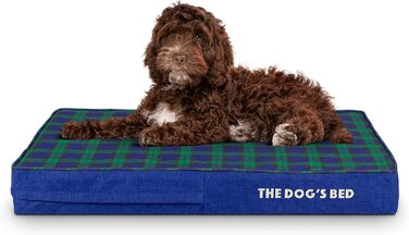 Ортопедичне ліжко для собак, велике, з штучного хутра, 101 x 64 x 10 см, вологостійке, з піною з пам'яті (Mittel (4' глибина), Чорний в клітинку Тартan)