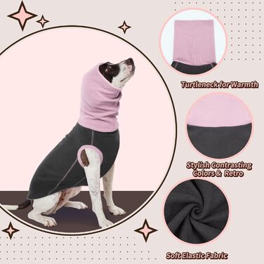 Пуловер для собак IECOii: теплий флісовий пуловер, сорочка, жилетка для собак, сірий колір, розмір L (обхват грудей 48 см)