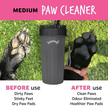 Очисник лап для собак BUGALUGS - портативний душ для лап для собак та котів (Великий, чорний)