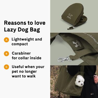 Сумка-переноска для собак Lazy Dog, зелена, L 35 x B 15 x H 25 см - легка та складна