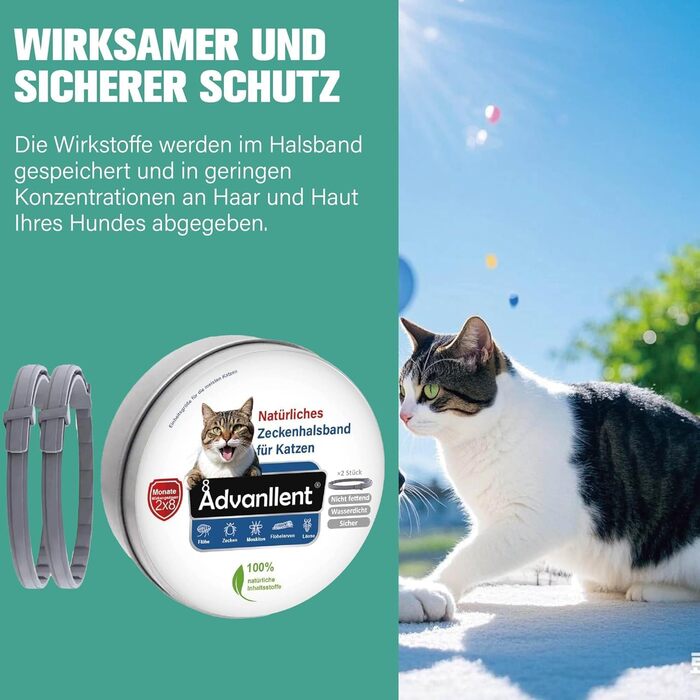 Захисний нашийник від бліх та кліщів для котів Advanllent, від 12 тижнів
