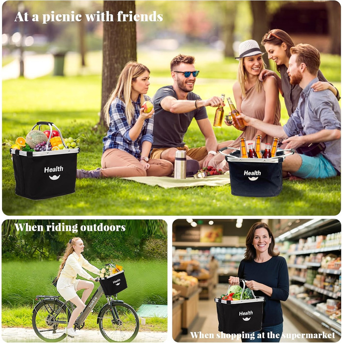 Складаний велосипедний кошик на кермо для собак, покупок, пікніків. З адаптером для керма