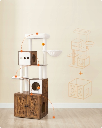 Високий когтеточка-комплекс Feandrea (161-220 см) з ліжком та стовпчиком для дряпання