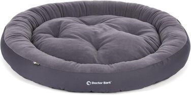 Кругле ліжко для собак середніх порід Doctor Bark GreenLabel, м'яке, плюшеве, з двостороннім подушкою Fleece/Baumwolle, колір кобальтовий (L - 70x60 см)