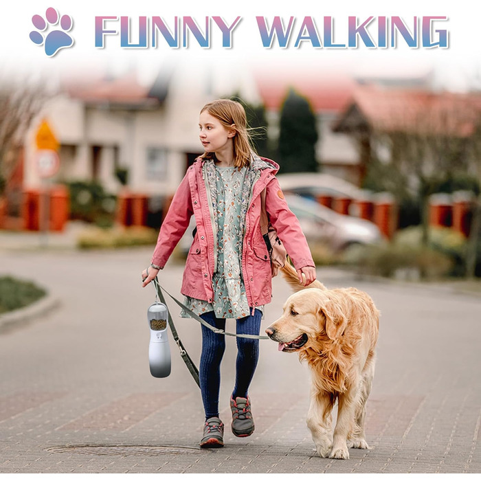 MITOCAPY Поїлка для собак 2-в-1 з контейнером для корму, 540 мл, чорно-біла, для подорожей та кемпінгу