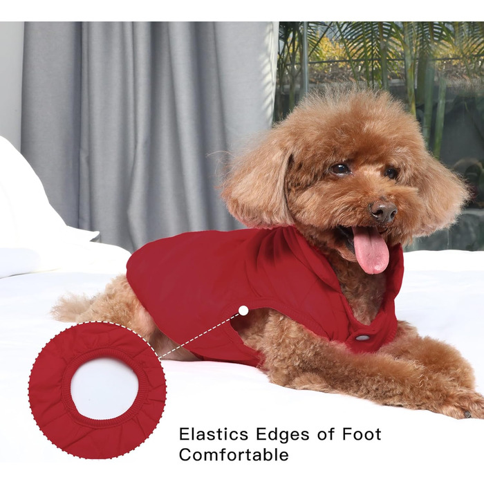 Тепла куртка для собак JoyDaog з флісовою підкладкою, 2 шари, для зими та холодної погоди, м'яка, вітронепроникна (XS, червона)
