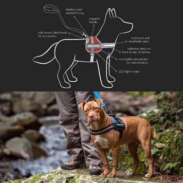 Шлея для собак EzyDog Convert червона L, міцна, зручна, для прогулянок, антикорозійний D-кільце