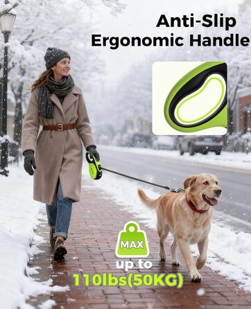 Рулетка для собак Pecute 8м з LED-підсвічуванням, 360° без перекручування, для собак до 50 кг