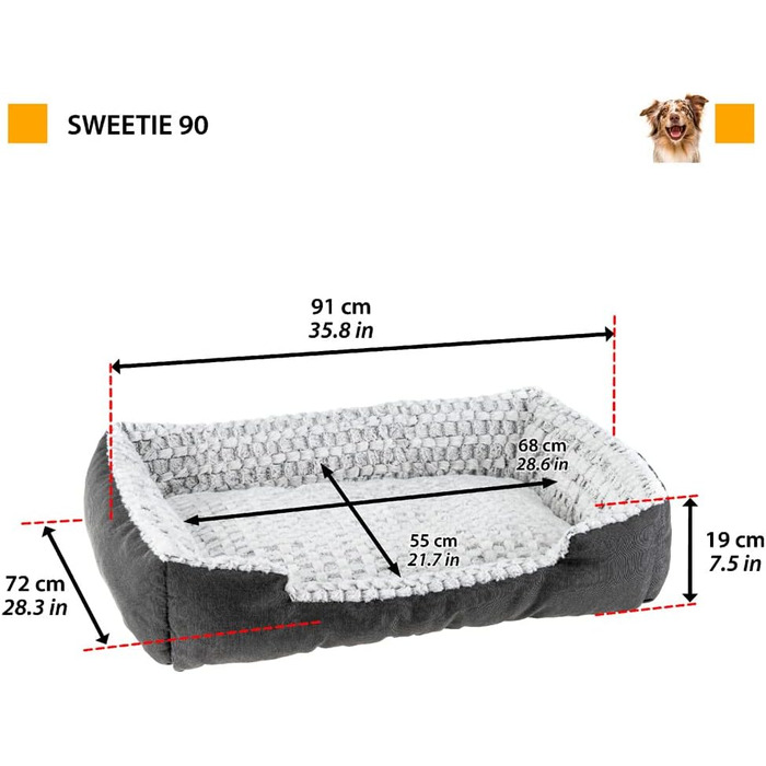 М'яке ліжко для собак та котів Ferplast - зручне та миюче, 91 x 72 x 19 см