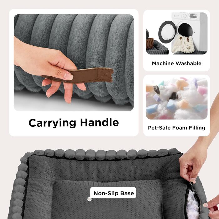 BEDSURE Лежанка для собак великих порід - ортопедична лежанка з флісовим покриттям, 76x61x20 см, сіра