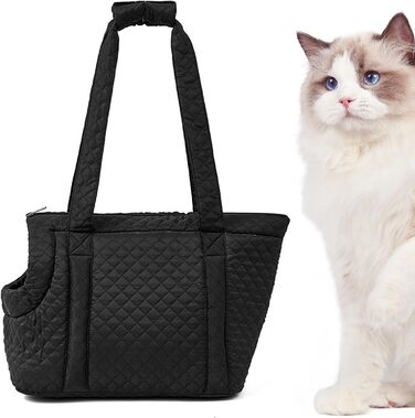 Транспортна сумка для котів та маленьких собак з бавовни | Легка переносна сумка для кошенят, цуценят (Чорний)