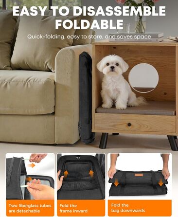 FOXFOCUS Сумка-переноска для собак з м'якими боковинами – 50,8 x 33 x 33 см, безпечний автокрісло, до 6,8 кг, верхній та бічний вхід, велика переноска для тварин з антицарапковим сітком, чорна