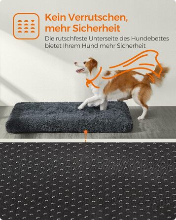Ліжко для собак Feandrea, м'який килимок, довгий плюш, 122 x 74 см, м'яка підкладка, можна прати, багатофункціональне, PGW204K01 (L 110 x B 73 x H 10 см, темно-сірий)