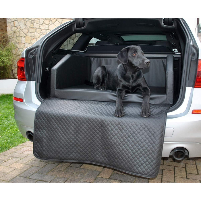 Преміум-ліжко для собаки Mayaadi Home XL 100x90x38 см – автосидіння з екошкіри з захисним покриттям, чорне-біле, для багажника та подорожей