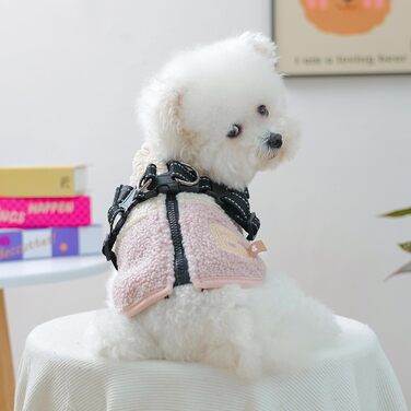 Теплий жилет для собак з флісовою підкладкою | Жилет для собак з отвором для шлейки | Тепла собача куртка для холодної погоди | Для маленьких та середніх тварин | Зелено-білий та рожево-білий кольори