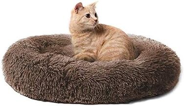М'яке кругле ліжко для собак Antistress, корзина для собак, плюшеве ліжко для домашніх тварин, зручне та миється, ліжко-корзина для собак маленьких, середніх та великих (90*90см, 70*70см, коричневе)