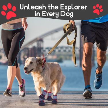 Чоботи для собак, захист подушечок лап, Outdoor, літо, 4 шт., дихаючі, з світловідбиваючим кріпленням, неслизька гумова підошва, для маленьких, середніх та великих собак (S), чорний