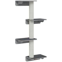 Кігтеточка PawHut Wall Cat Climbing Wall 66x28x137см, настінна з дерева в світло-сірому бежевому кольорі, ідеально підходить для любителів кішок